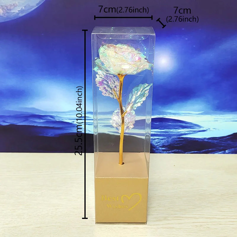 Galaxy Rose Eternal 24K Gold Flower Foil Plastic Artificial Roses Forever Love Wedding Decor Lover Roses Creative Gift Decor
