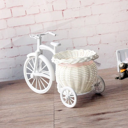 Panier de fleurs décoratif de vélo blanc, décoration de mariage, Design de Tricycle en plastique, Pot de fleurs, panier de rangement, Pot de décoration de fête
