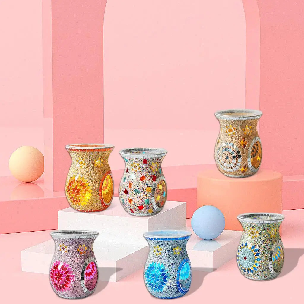 Mosaic Glass Oil Burner Candle Holder Essential Decoration