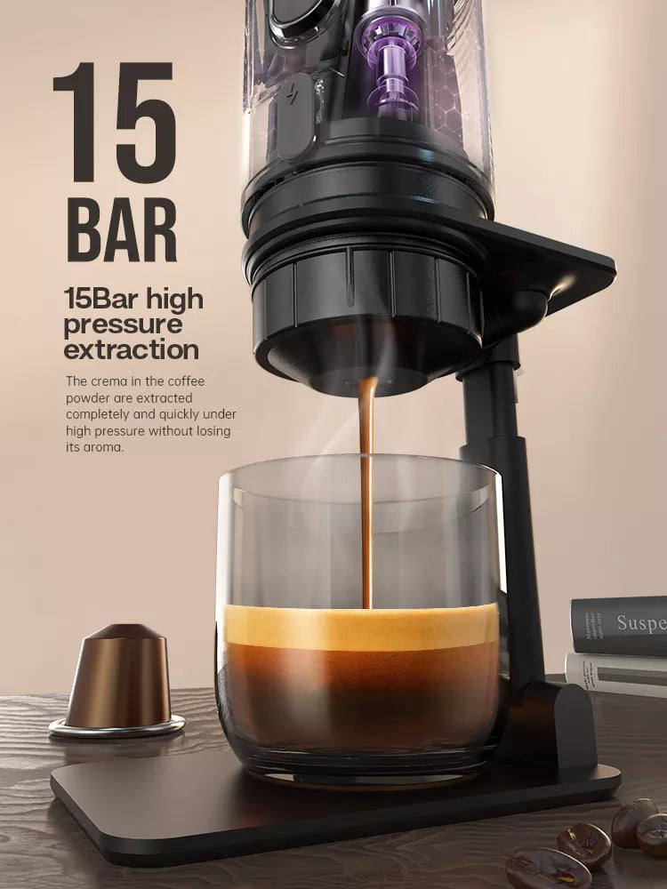 HiBREW Tragbare Kaffeemaschine für Auto und Zuhause, DC12V Expresso-Kaffeemaschine, passend für Nexpresso Dolce Pod-Kapsel, Kaffeepulver H4A