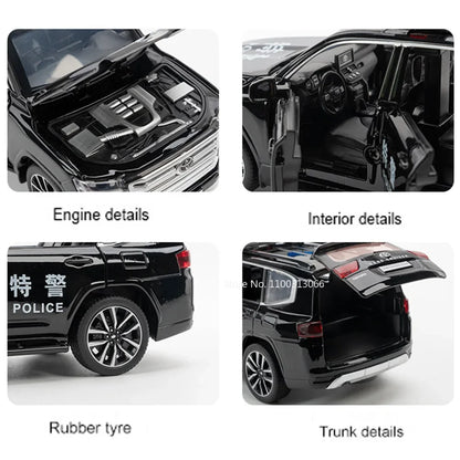 1:32 LAND CRUISER LC300 Police Cars Toys Alloy Diecast Model 6 Doors Opened with Light Music Vehicles Models Boys Birthday Gifts
