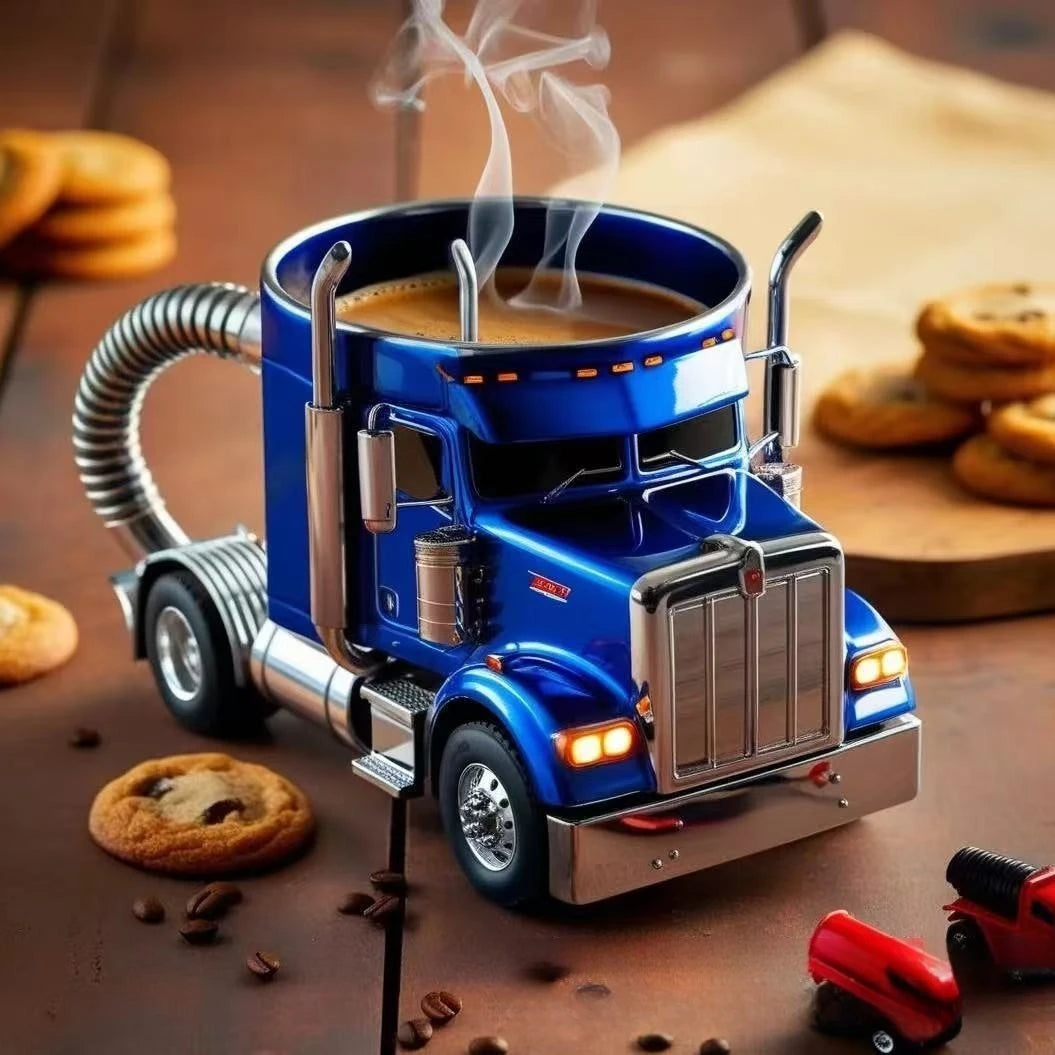 New Creative Truck Design Coffee Mug  1pcs Desktop Home Kitchen Semi Truck Coffee Cup 11 Ounces Semi-Trailer Water Cup Ornament