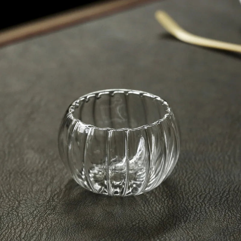 50ml Striped Glass Cup Transparent Mug Wine Water Milk Cup Cute Office Home Breakfast Coffee Mugs Pumpkin Pattern Drinkware