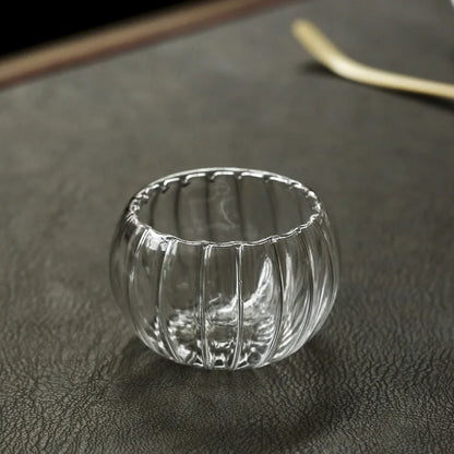 50ml Striped Glass Cup Transparent Mug Wine Water Milk Cup Cute Office Home Breakfast Coffee Mugs Pumpkin Pattern Drinkware