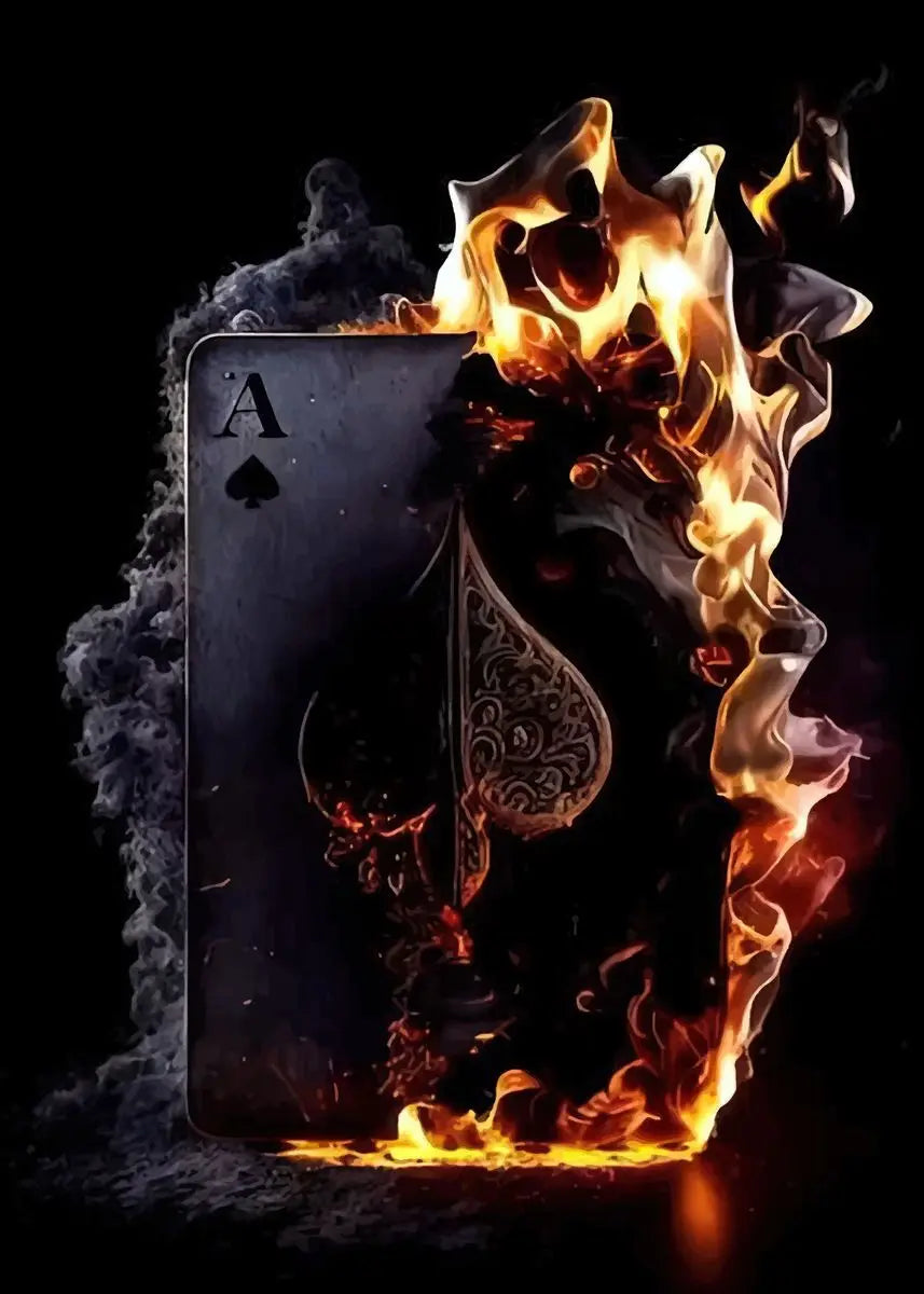 Modern Playing Card On Fire Posters Canvas Paintings And Prints Pictures Wall Art For Living Room Home Decor Frameless No Lights