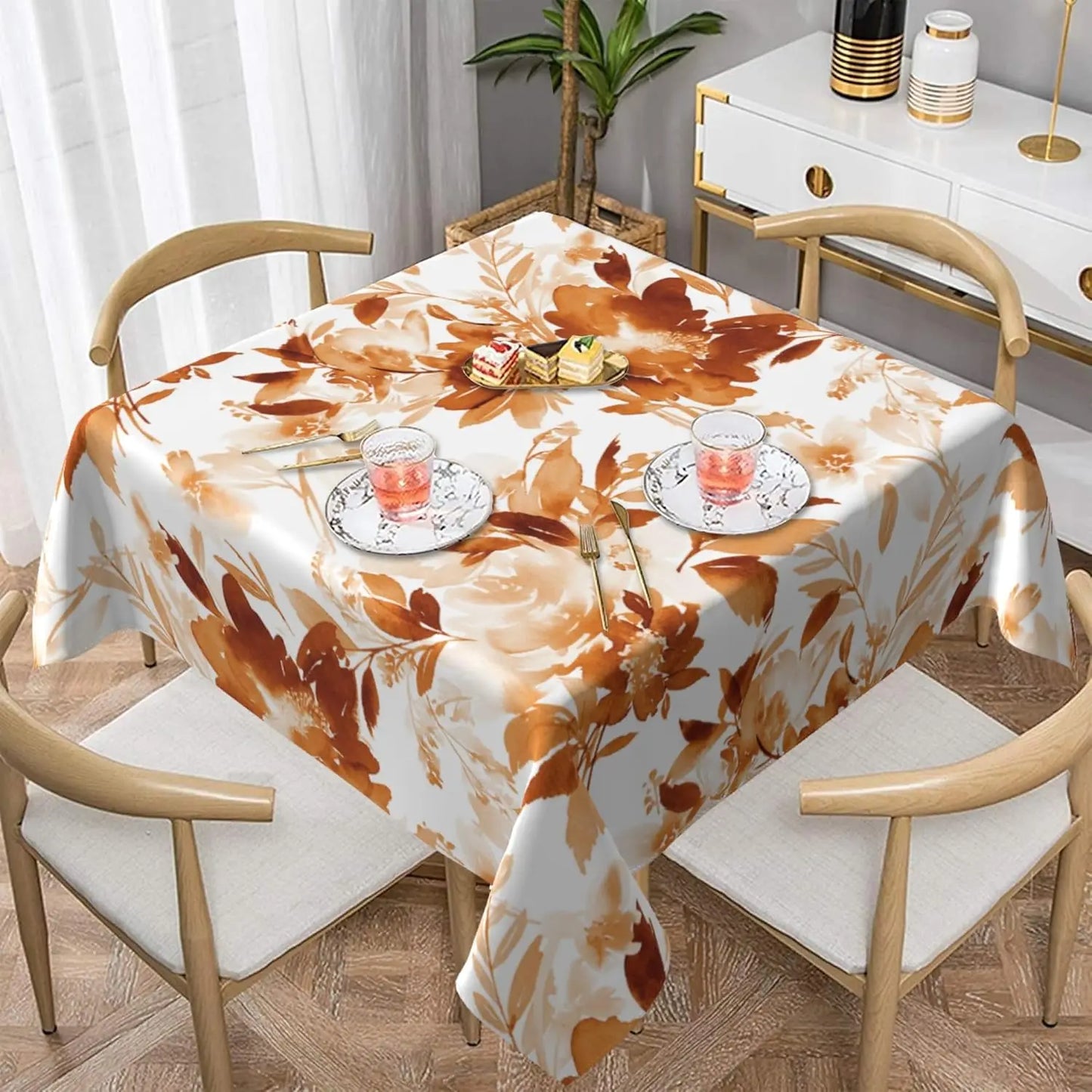 Autumn Pumpkin Waterproof Tablecloth Holiday Wedding Party Decor Fall Thanksgiving Maple Leaf Table Cover for Dining Table Decor
