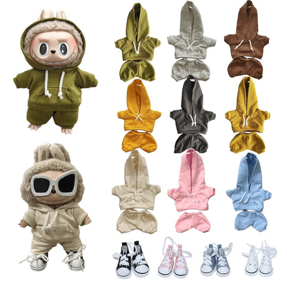 Lafufu Casual Sweatsuit Set - Comfy Lafufu Clothes for 15/17cm Dolls Featuring Ribbed Hem Details
