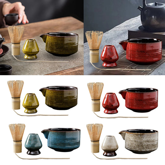 4pcs/Set Matcha Set Bamboo Whisk Scoop Ceramic Matcha Bowl Home Tea-making Tools Accessories Matcha Tea Set Birthday Gifts