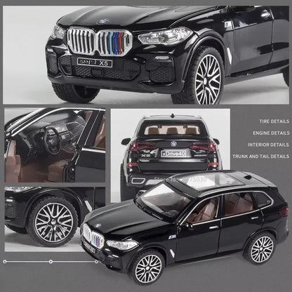 1:32 Scale X5 M8 Alloy Cars Models Diecast Toys with Light Sound SUV Doors Opened Miniature Vehicles for Kids Collection Gifts