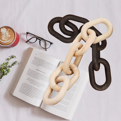 Wooden Chain Link Bohemian Art Hand Carved Modern Ornament Crafts for Farmhouse Bedroom Coffee Rustic Decoration