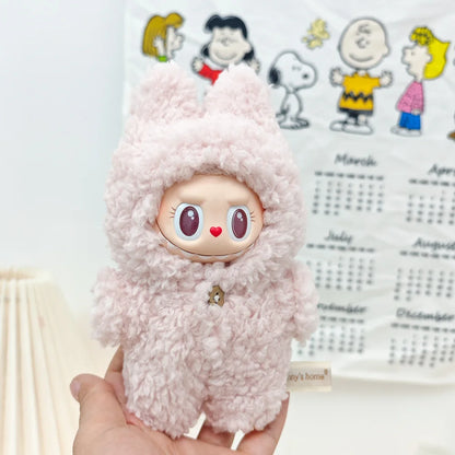 Cute Doll Accessories Clothes Onesie For 17cm Labubu V1V2 Melody Mini Dolls Clothing Kids Gift Bags For  Hairy Rabbit Bodysuit