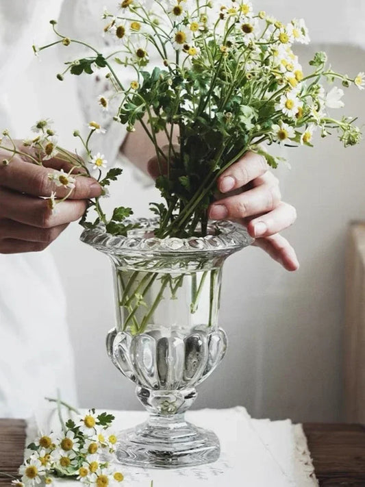 Retro European light luxury clear crystal glass vase ins simple home decoration room decoration modern decorative vase