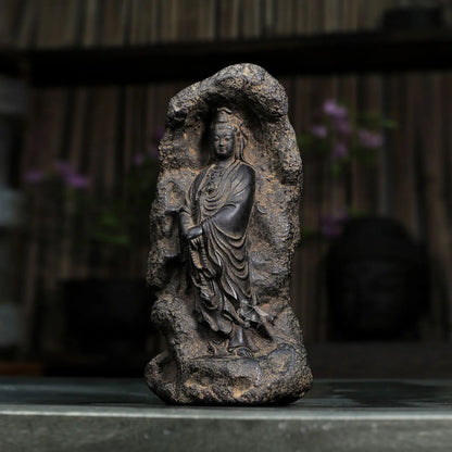 Puci Guanyin Zen Decorative Buddha Ornaments Retro Home Living Room Study Tea Room Table Decoration Accessories Art Figurine