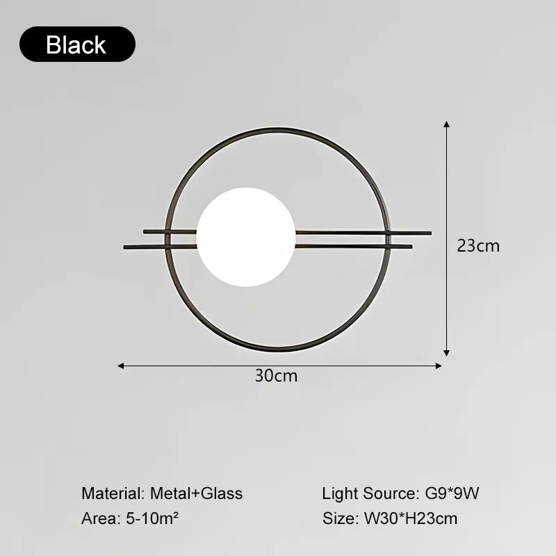 Black Gold LED Wall Lamps with G9 Light Bulb for Bedside Bedroom Frosted Glass Ball LED Wall Lights Wall Sconce Decor for Aisle