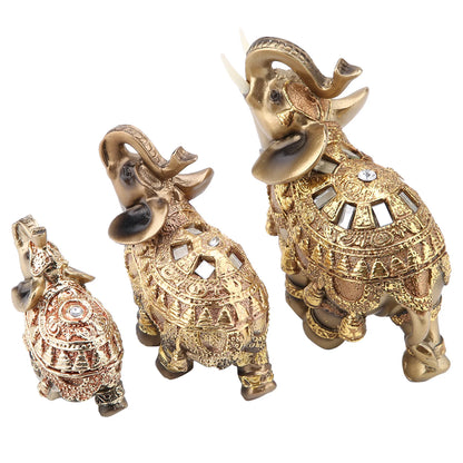 Elephant Sculpture Lucky Feng Shui Golden Elephant Statue Sculpture Wealth Figurine Gift Home Decoration Feng Shui Elephant