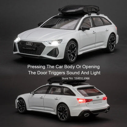 1/24 Scale RS6 Alloy Diecast Car Models Toy 6 Doors Opened Wheel with Pull Back Decoration Cars Kids  Boys Gifts Presents
