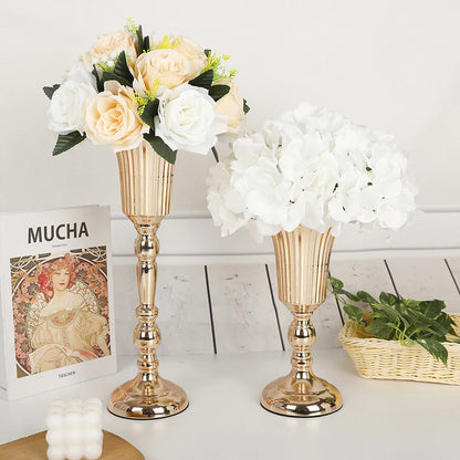 Desktop Metal Trumpet Centerpieces Vase Metal Trumpet Vases Welcome Area Road Guide Flower Holder Height Wedding Props
