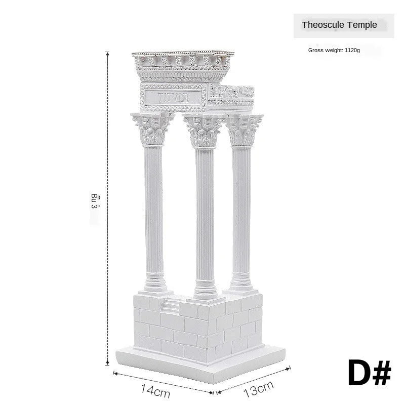 Modèle d'architecture colonne romaine bâtiment de Temple grec, décoration de la maison, pilier décoratif européen en plâtre, Sculpture en résine