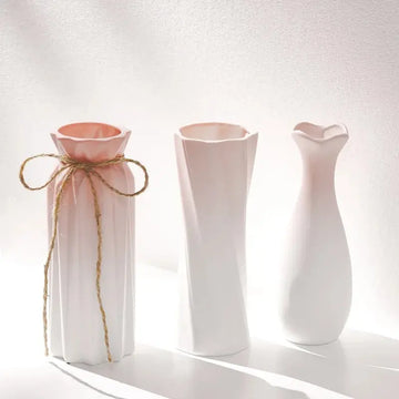 Gradient Pink Scandinavian Ceramic Dried Flower Vase Home Decoration Entrance Decoration Props Living Room Flower Arrangement