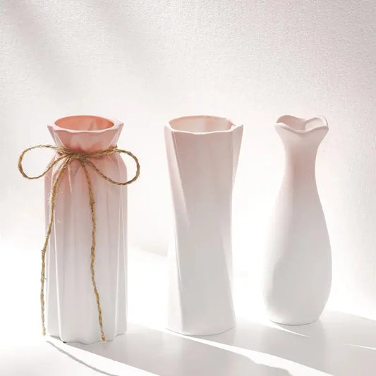 Vase de fleurs séchées en céramique scandinave rose dégradé, décoration de maison, accessoires de décoration d'entrée, Arrangement de fleurs de salon