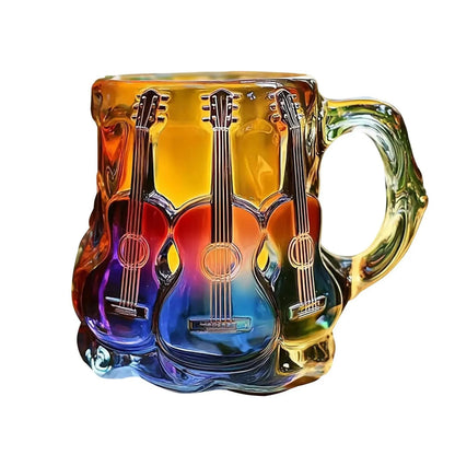 Personalized Creative Guitar Art Mug High-capacity Novelty Practical Coffee Mug Colorful Transparent Handicraft Ornament Cup