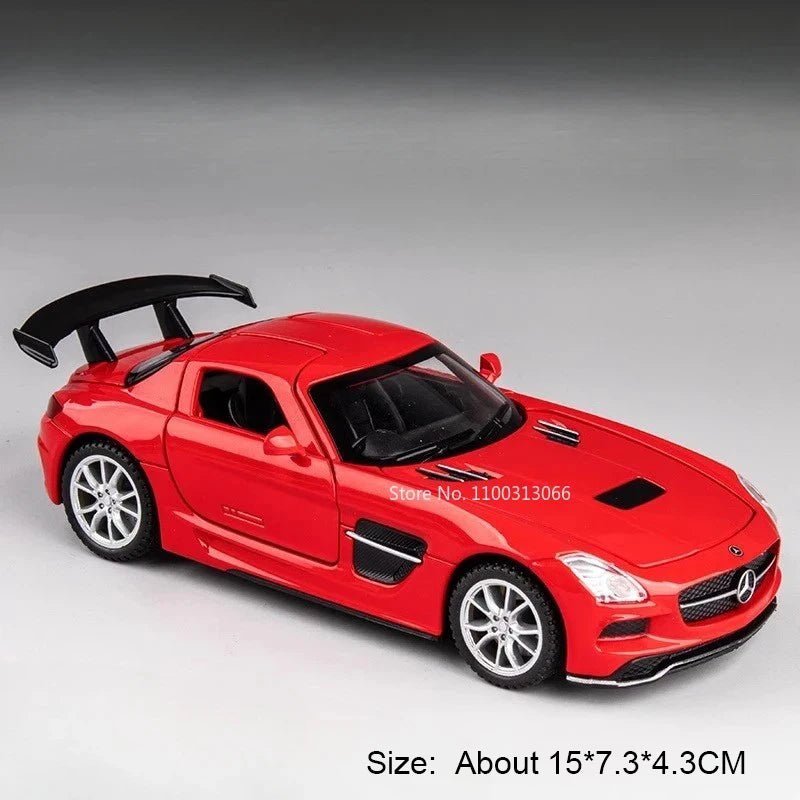 1:32 SLR 772S SLS Toys Model Sports Cars Alloy Diecast with Light Sound Vehicle Wheel Pull Back Miniature Car Boys Perfect Gifts