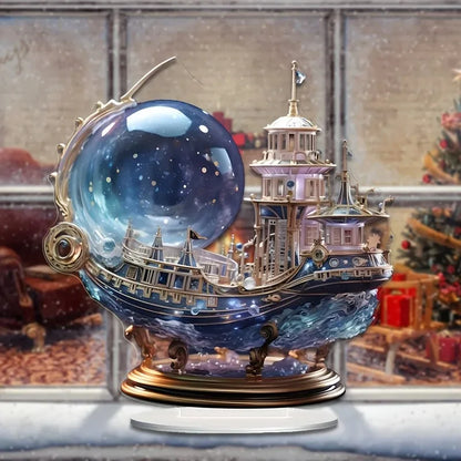 2D Flat Small Ornament Acrylic Boat/ornament with Bracket/perfect for Decorating Tabletops or Gifts