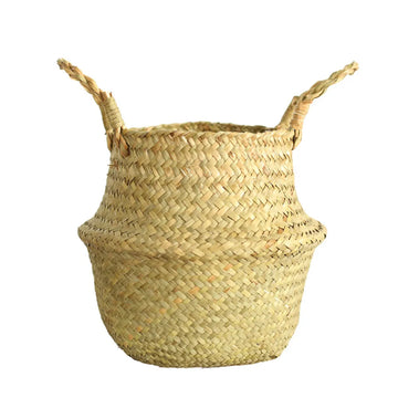 Seaweed Flower Pot Folding Storage Basket Seagrass Wicker Basket Wicker Basket Flower Pot Folding Basket Dirty Basket