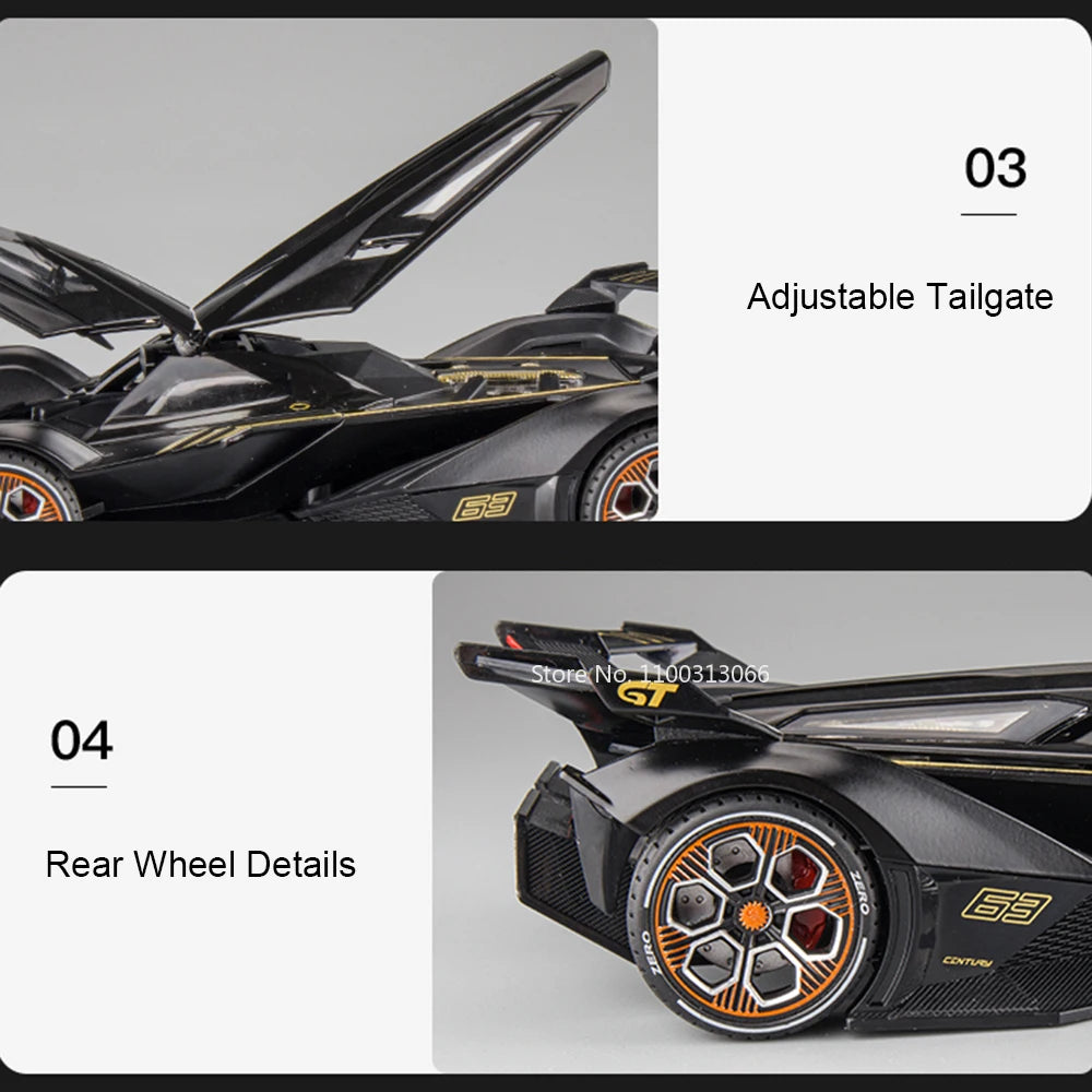 1:22 Lambor V12 GT P1 GTR Toys Models Alloy Diecast Cars Doors Opened Sports Car Rubber Tires Miniature Vehicle Toddler Gifts