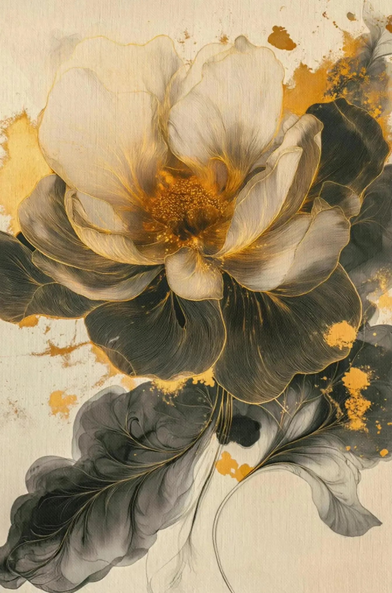 Neutral Modern Plant Art Abstract Minimalist Beige Black Flower Poster Canvas Printing Living Room Bedroom Home Decoration Gift