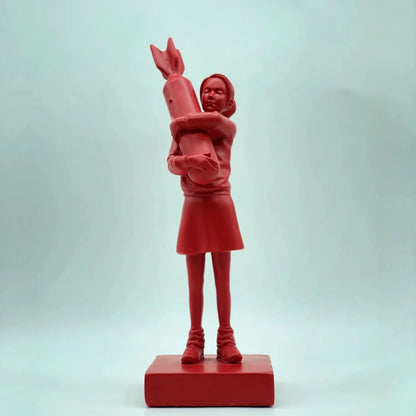 Statue de fille en résine personnalisée, bombe à câliner, décoration de maison, Banksy, Sculpture de bureau nordique, Figurines de décoration de salon, cadeau, nouvelle collection