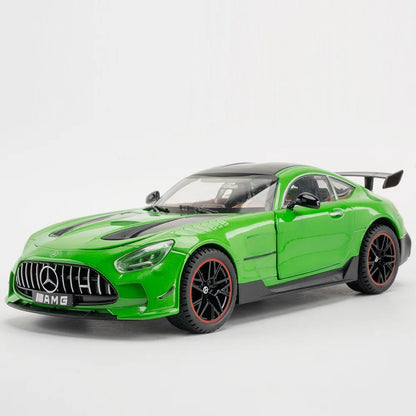 1:18 Scale Alloy GTR Car Model Diecast Toys Rubber Tire Light Sound Simulated Vehicles Models Wheel Pull Back Cars Boys Presents