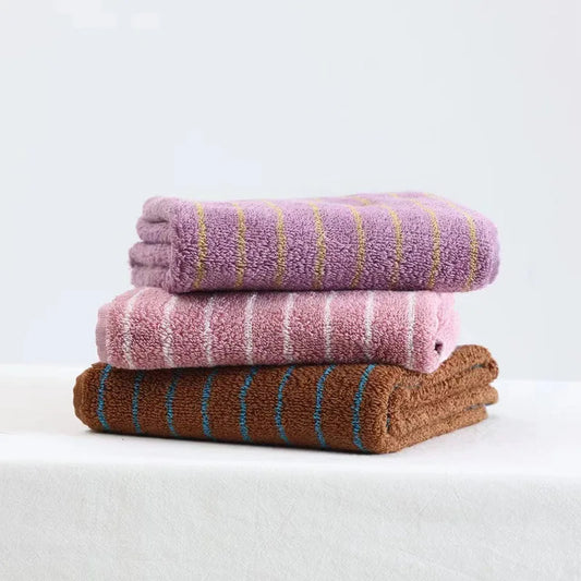 New combed cotton skin friendly towel pure cotton A-class simple cotton towel retro color blocked bathroom absorbent towel