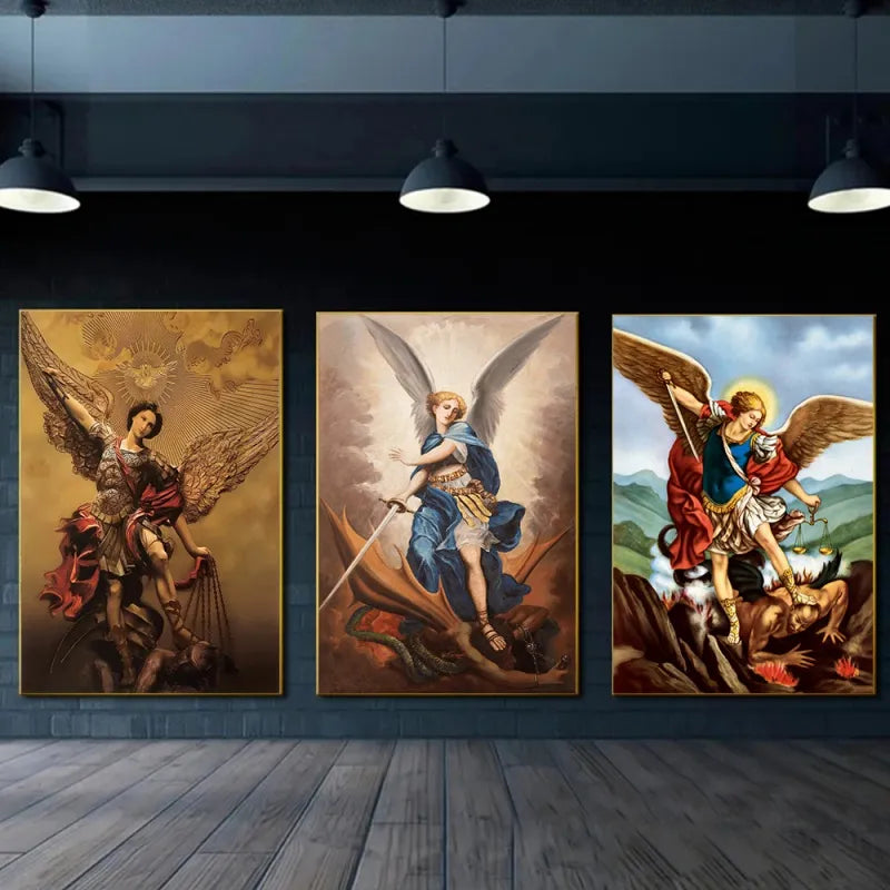 Retro Religious Wall Art Christian Angel HD Oil On Canvas Posters And Prints Michael Archangel Living Room Bedroom Decor Gifts
