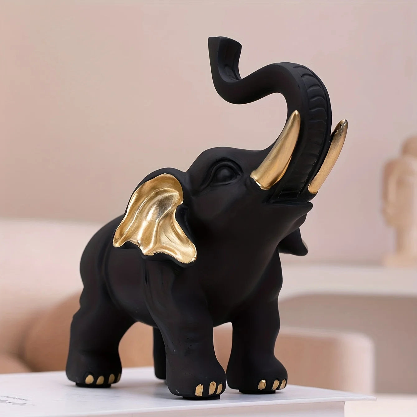 Elephant decoration, wall art shelf decoration decorated elephant gifts, handmade collector's edition wood grain elephant figuri