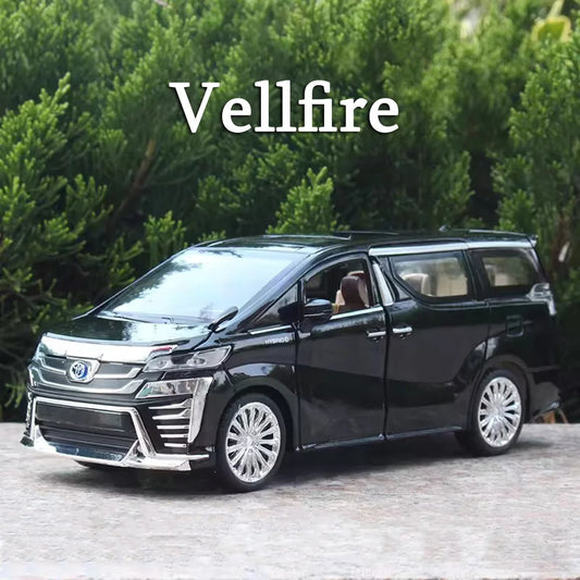 1:24 Vellfire Sienna Model Cars Toys Alloy Diecast Wheel Pull Back MPV Models with Light Sound Vehicles Friend Birthday Gifts