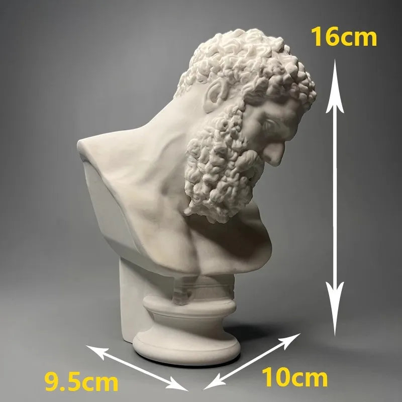 Hercules Head Retro Roman Art Plaster Sculpture Luxury Home Decor Ornaments Gifts Tabletop Art Crafts Modern Simple Decor