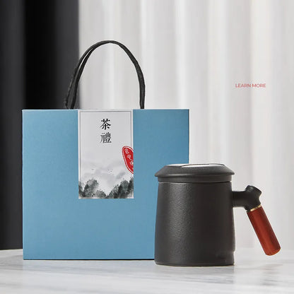 GIANXI – tasse à thé en céramique résistante à la chaleur, avec manche en bois Puer chinois, boîte-cadeau domestique, tasse à café avec couvercle, service à thé Kung Fu