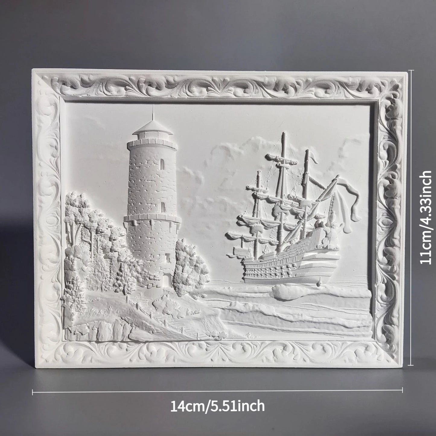 Nordic Lighthouse And Ship Retro Relief Art Ornaments Plaster Sculpture Decoration Living Room Figurines Desktop Modern Statue