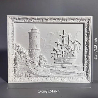 Nordic Lighthouse And Ship Retro Relief Art Ornaments Plaster Sculpture Decoration Living Room Figurines Desktop Modern Statue