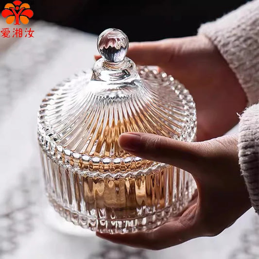 Aixiangru Crystal Glass Sugar Bowl Jar With Lid Fruit Candy Cup Creative Living Room Candy Jar Dried Fruit Plate Jewelry Box