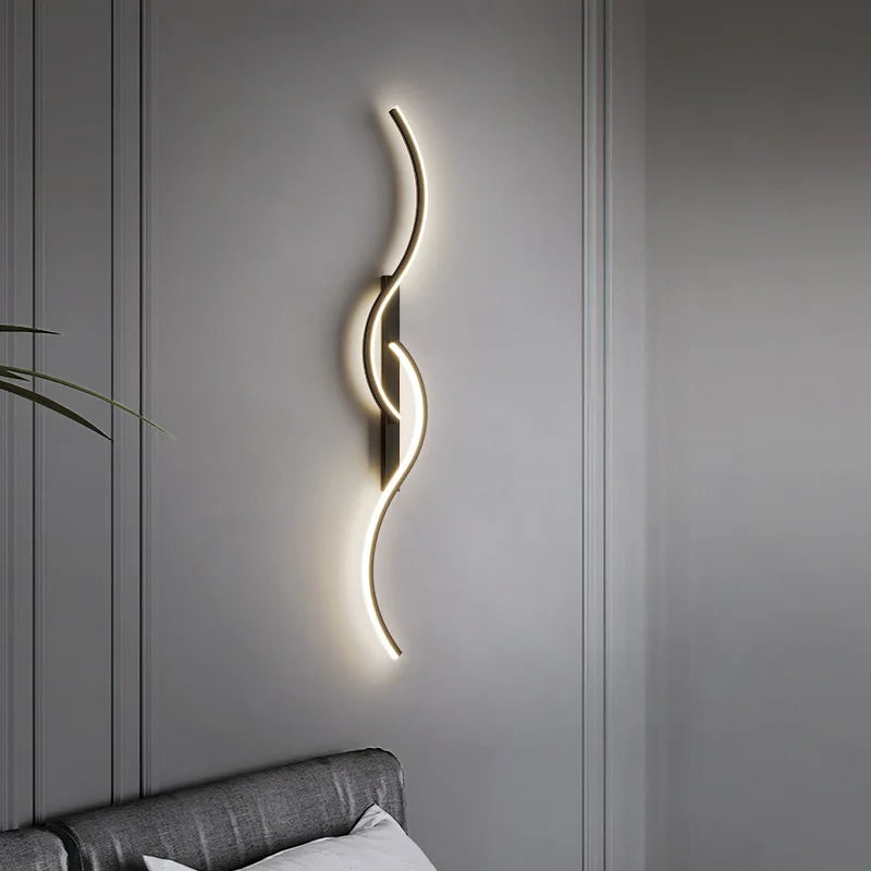 Modern LED Wall Sconce Strip Aluminum Wall Lamp 60/80/100CM For Bedroom Bedside Living Room Background Decor Lighting Fixtures