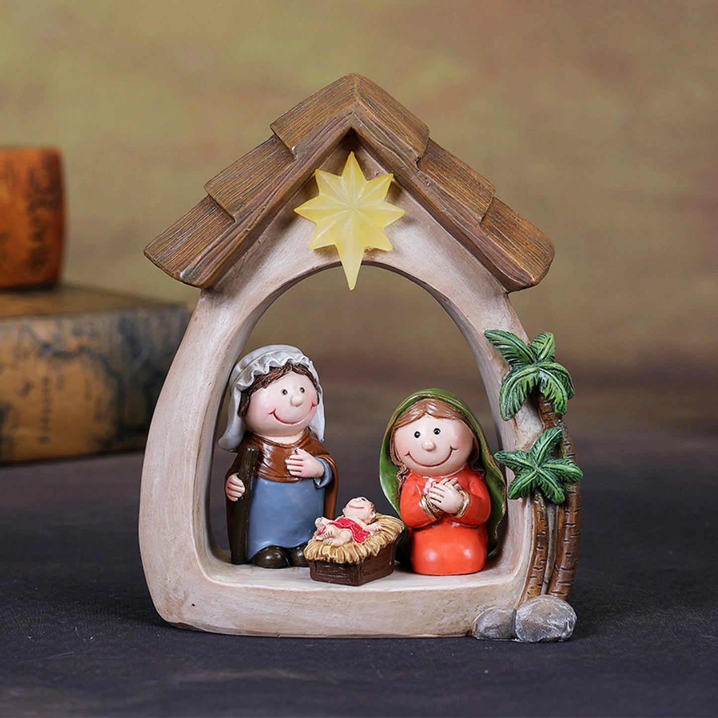 12 Weihnachtskrippenfiguren mit hellem Kunstharz, Heilige Familie, Geburt Jesu, für Weihnachten, Tischplatte, Kirche, Regal, Kapelle
