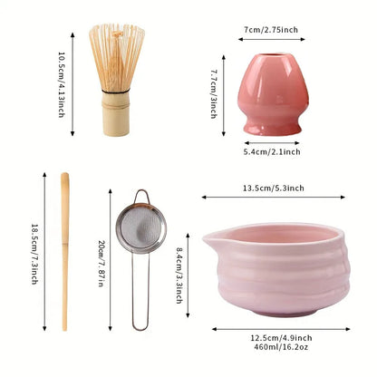 4PCS/5PCS Ceramic matcha set with mouth bowl high-value tea ordering tool Japanese matcha bowl, the perfect gift for gifting