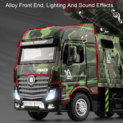 1:32 Intercontinental Missile Vehicles Toy Cars Models with Pull Back Light Sound Miniature Armored Car Boys Educational Toys