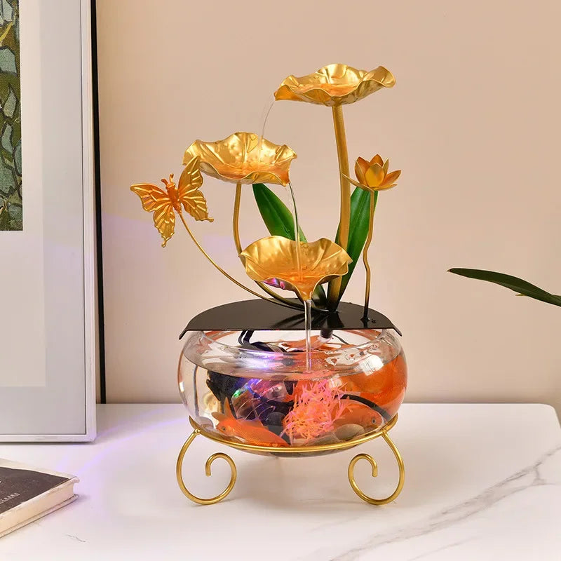 Flowing Water Ornaments Ornaments Circulating Water Glass Living Room Study Porch Decor Flowing Water Lucky Fish Tank Humidifier