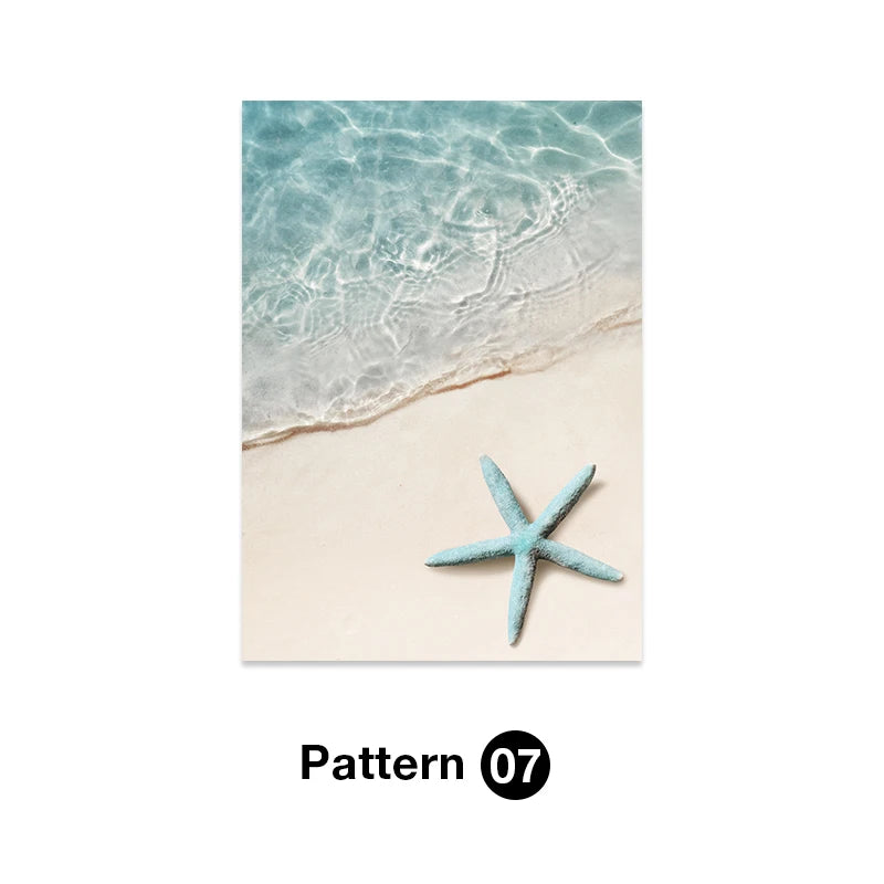 Fresh Summer Tropical Ocean Beach Shell Wall Art Canvas Painting Posters and Prints Aesthetic Pictures for Living Room Decor