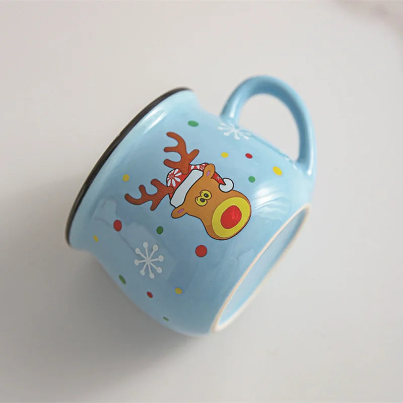 Ceramic Christmas Mousse Cup Cartoon Santa Coffee Cup For Office Home Baking Shop Dessert Breakfast Milk Mug For Kids Xmas Gift