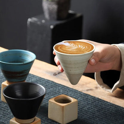 Creative coffee cup Japanese coarse pottery teacup cross-border explosion ceramic mug retro water cup conical cup
