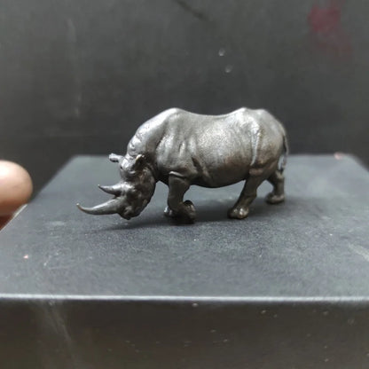 Miniature Rhinoceros Pure Coppe Figurine Animal Model Art Decoration Accessories Tabletop Interior Craft Objects Home Ornament